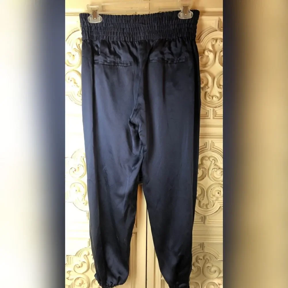 PAIGE dark blue silk jogger pants